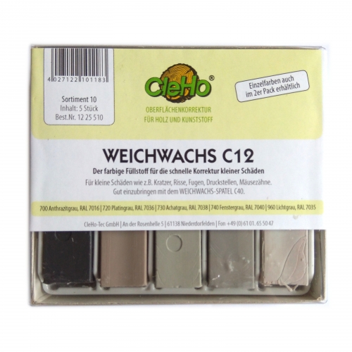 CleHo Weichwachs C12 Holzreparatur Pack, div. Farben whlbar - Farbton: RAL (Grau)