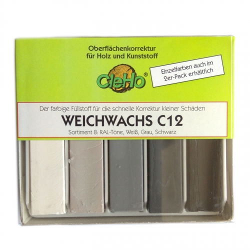 CleHo Weichwachs C12 Holzreparatur Pack, div. Farben whlbar - Farbton: RAL (Wei, Grau, Schwarz)