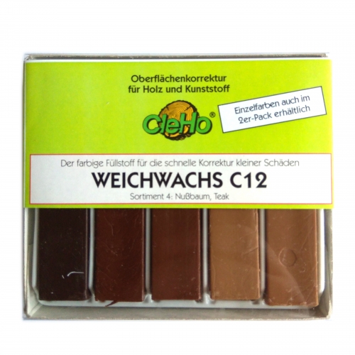 CleHo Weichwachs C12 Holzreparatur Pack, div. Farben whlbar - Farbton: Nubaum, Teak