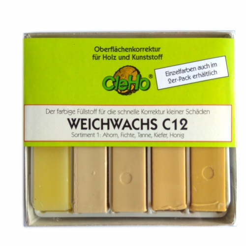 CleHo Weichwachs C12 Holzreparatur Pack, div. Farben whlbar - Farbton: Ahorn, Fichte, Tanne, Kiefer, Honig